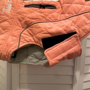 THINK PET “Dog Vest Reversible” Size Medium Quilted Peach/Gray Velcro/Zip EUC